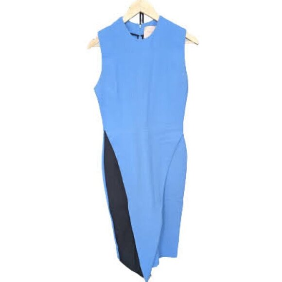 Roksanda Blue Wool, Cotton, Silk Sheath Dress - Colourblocked - No Belt - Picture 1 of 15
